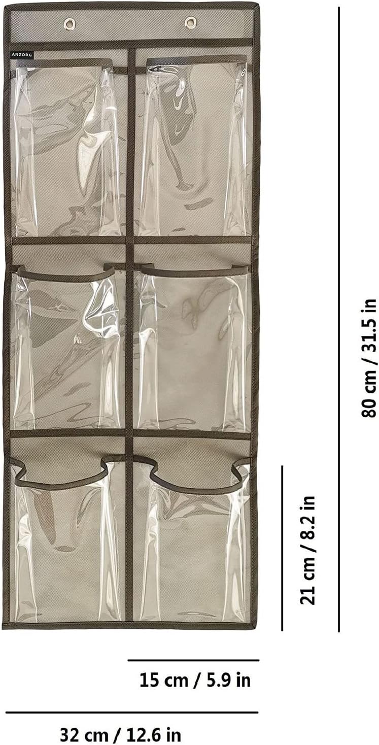 ANZORG 2 Packs Over The Door Hanging Closet Shoes Holder Organizer Shoe Storage Shoe Rack with 6 Pockets (Clear PVC Pockets) - Image 5